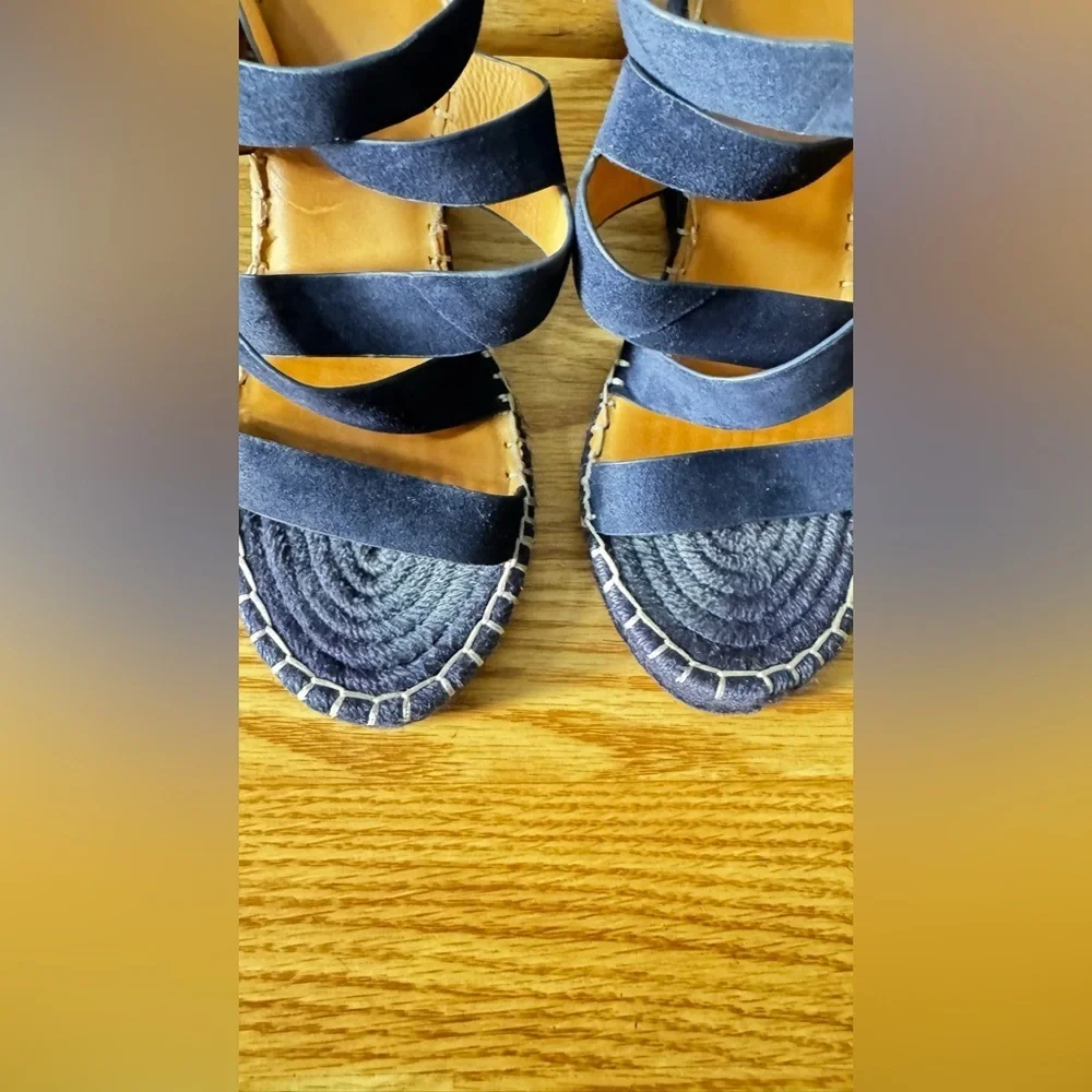 Joie Kaelyn Espadrille Wedge Ankle Strap Open Toe Blue cloud straps Sandal 39